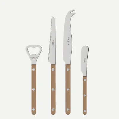 Bistrot Pearly Caramel Bistrot Aperitif Set (Bottle Opener, Tomato Knife, Cheese Knife Large, Butter Spreader)