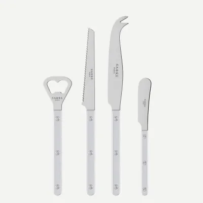 Bistrot Pearly White Bistrot Aperitif Set (Bottle Opener, Tomato Knife, Cheese Knife Large, Butter Spreader)