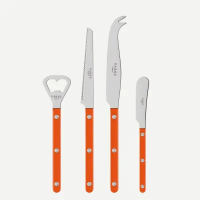 Bistrot Pearly Orange Bistrot Aperitif Set (Bottle Opener, Tomato Knife, Cheese Knife Large, Butter Spreader)