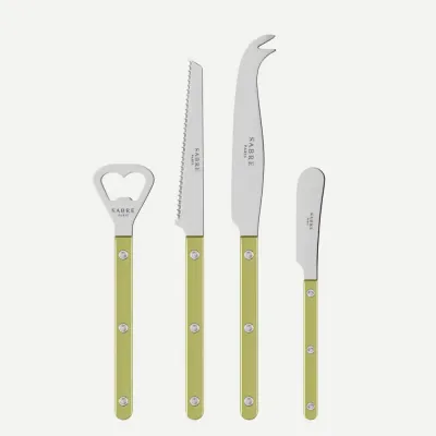 Bistrot Pearly Moss Bistrot Aperitif Set (Bottle Opener, Tomato Knife, Cheese Knife Large, Butter Spreader)