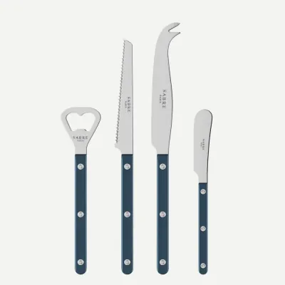 Bistrot Pearly Steel Blue Bistrot Aperitif Set (Bottle Opener, Tomato Knife, Cheese Knife Large, Butter Spreader)