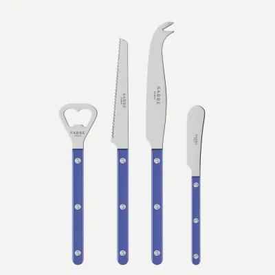 Bistrot Pearly Lapis Blue Bistrot Aperitif Set (Bottle Opener, Tomato Knife, Cheese Knife Large, Butter Spreader)