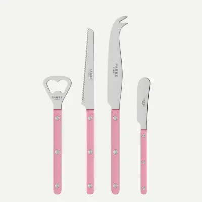 Bistrot Pearly Soft Pink Bistrot Aperitif Set (Bottle Opener, Tomato Knife, Cheese Knife Large, Butter Spreader)