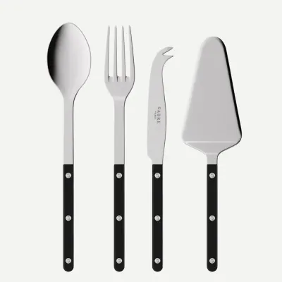 Bistrot Shiny Black Set Of 4 Serving Pieces (Serving Spoon, Serving Fork, Cheese Knife Large, Tart Slicer)