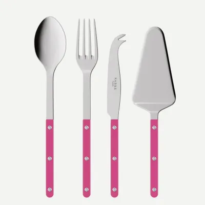 Bistrot Shiny Raspberry Set Of 4 Serving Pieces (Serving Spoon, Serving Fork, Cheese Knife Large, Pie/Tart Server)