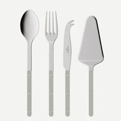 Bistrot Shiny Grey Set Of 4 Serving Pieces (Serving Spoon, Serving Fork, Cheese Knife Large, Tart Slicer)