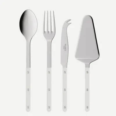 Bistrot Shiny White Set Of 4 Serving Pieces (Serving Spoon, Serving Fork, Cheese Knife Large, Tart Slicer)