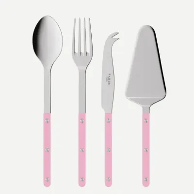 Bistrot Shiny Pink Set Of 4 Serving Pieces (Serving Spoon, Serving Fork, Cheese Knife Large, Tart Slicer)