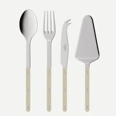 Bistrot Shiny Light Khaki Set Of 4 Serving Pieces (Serving Spoon, Serving Fork, Cheese Knife Large, Pie/Tart Server)