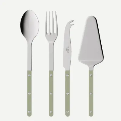 Bistrot Shiny Asparagus Set Of 4 Serving Pieces (Serving Spoon, Serving Fork, Cheese Knife Large, Pie/Tart Server)