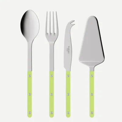 Bistrot Shiny Lime Set Of 4 Serving Pieces (Serving Spoon, Serving Fork, Cheese Knife Large, Pie/Tart Server)