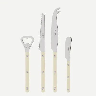 Bistrot Shiny Ivory Bistrot Aperitif Set (Bottle Opener, Tomato Knife, Cheese Knife Large, Butter Spreader)