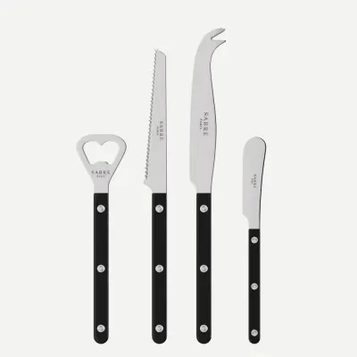 Bistrot Shiny Black Bistrot Aperitif Set (Bottle Opener, Tomato Knife, Cheese Knife Large, Butter Spreader)