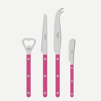 Bistrot Shiny Raspberry Bistrot Aperitif Set (Bottle Opener, Tomato Knife, Cheese Knife Large, Butter Spreader)