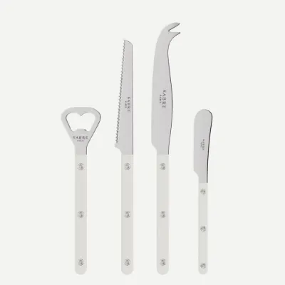 Bistrot Shiny White Bistrot Aperitif Set (Bottle Opener, Tomato Knife, Cheese Knife Large, Butter Spreader)
