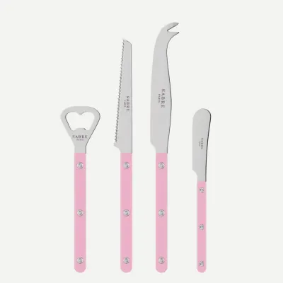 Bistrot Shiny Pink Bistrot Aperitif Set (Bottle Opener, Tomato Knife, Cheese Knife Large, Butter Spreader)