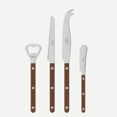 Bistrot Shiny Chocolate Bistrot Aperitif Set (Bottle Opener, Tomato Knife, Cheese Knife Large, Butter Spreader)