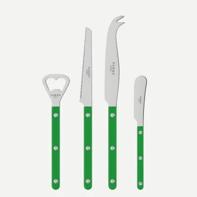 Bistrot Shiny Garden Green Bistrot Aperitif Set (Bottle Opener, Tomato Knife, Cheese Knife Large, Butter Spreader)