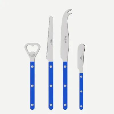 Bistrot Shiny Lapis Blue Bistrot Aperitif Set (Bottle Opener, Tomato Knife, Cheese Knife Large, Butter Spreader)