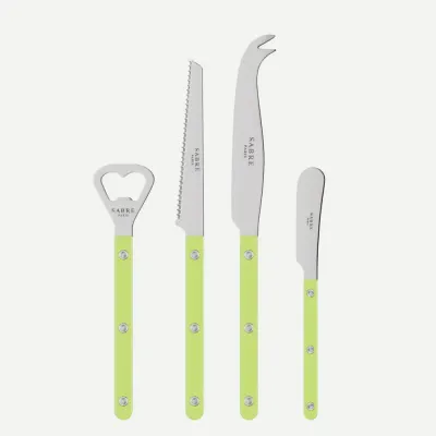 Bistrot Shiny Lime Bistrot Aperitif Set (Bottle Opener, Tomato Knife, Cheese Knife Large, Butter Spreader)