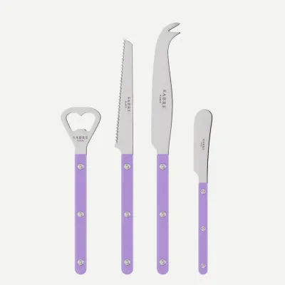 Bistrot Shiny Purple Bistrot Aperitif Set (Bottle Opener, Tomato Knife, Cheese Knife Large, Butter Spreader)