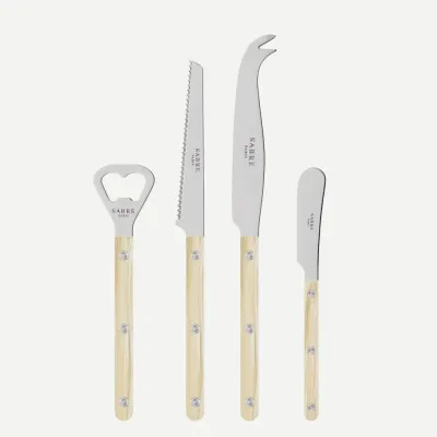 Bistrot Shiny Faux Horn Bistrot Aperitif Set (Bottle Opener, Tomato Knife, Cheese Knife Large, Butter Spreader)