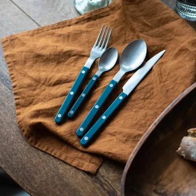 Bistrot Vintage Aquamarine 5-Pc Setting (Dinner Knife, Dinner Fork, Soup Spoon, Salad Fork, Teaspoon)