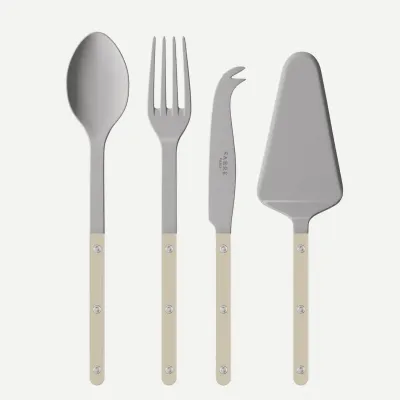 Bistrot Vintage Light Khaki Set Of 4 Serving Pieces (Serving Spoon, Serving Fork, Cheese Knife Large, Tart Slicer)