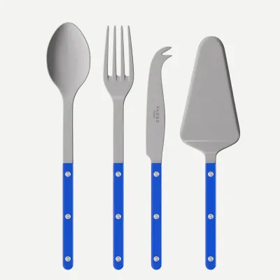 Bistrot Vintage Lapis Blue Set Of 4 Serving Pieces (Serving Spoon, Serving Fork, Cheese Knife Large, Pie/Tart Server)