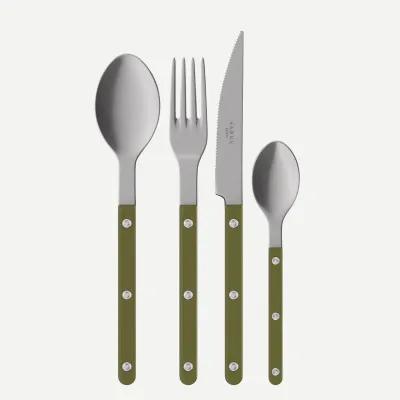 Bistrot Vintage Green Fern 48-Pc Flatware Set (12x dinner knives, dinner forks, soup spoons, teaspoons)