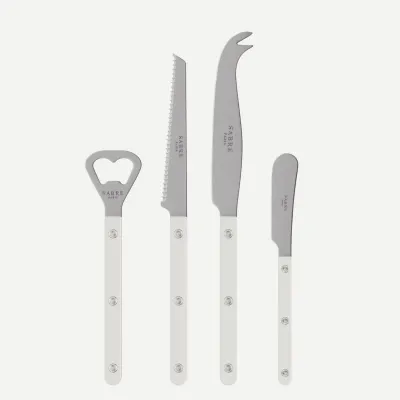 Bistrot Vintage White Bistrot Aperitif Set (Bottle Opener, Tomato Knife, Cheese Knife Large, Butter Spreader)