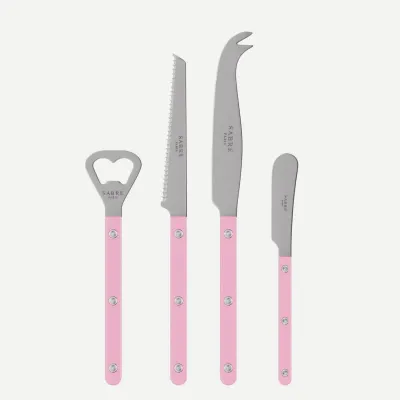 Bistrot Vintage Pink Bistrot Aperitif Set (Bottle Opener, Tomato Knife, Cheese Knife Large, Butter Spreader)