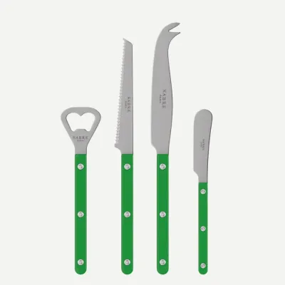 Bistrot Vintage Garden Green Bistrot Aperitif Set (Bottle Opener, Tomato Knife, Cheese Knife Large, Butter Spreader)