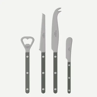 Bistrot Vintage Dark Grey Bistrot Aperitif Set (Bottle Opener, Tomato Knife, Cheese Knife Large, Butter Spreader)