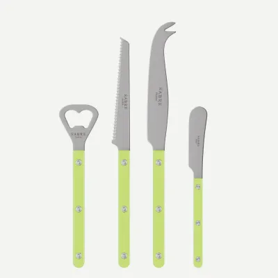 Bistrot Vintage Lime Bistrot Aperitif Set (Bottle Opener, Tomato Knife, Cheese Knife Large, Butter Spreader)