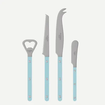 Bistrot Vintage Pastel Blue Bistrot Aperitif Set (Bottle Opener, Tomato Knife, Cheese Knife Large, Butter Spreader)