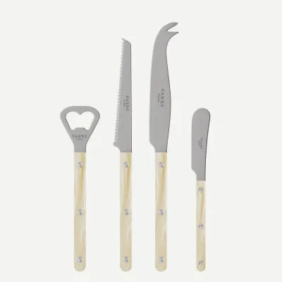 Bistrot Vintage Horn Faux Horn Bistrot Aperitif Set (Bottle Opener, Tomato Knife, Cheese Knife Large, Butter Spreader)