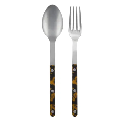 Bistrot Vintage Faux Tortoise 2-Pc Serving Set 10.25" (Fork, Spoon)