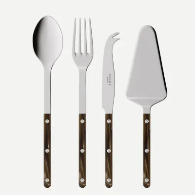 Bistrot Shiny Faux Buffalo Set Of 4 Serving Pieces (Serving Spoon, Serving Fork, Cheese Knife Large, Pie/Tart Server)