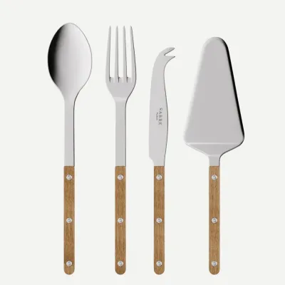 Bistrot Teak Set Of 4 Serving Pieces (Serving Spoon, Serving Fork, Cheese Knife Large, Pie/Tart Server)