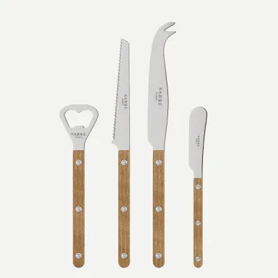 Bistrot Teak Bistrot Aperitif Set (Bottle Opener, Tomato Knife, Cheese Knife Large, Butter Spreader)