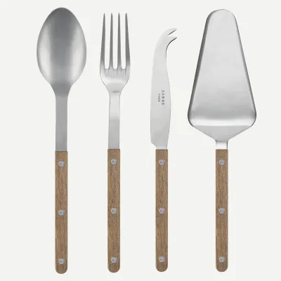 Bistrot Vintage Teak Set Of 4 Serving Pieces (Serving Spoon, Serving Fork, Cheese Knife Large, Tart Slicer)