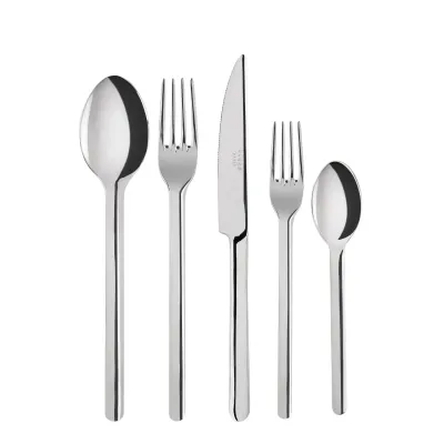 Loft StainlessLoft Shiny Stainless Steel 5-Pc Setting (Dinner Knife, Dinner Fork, Soup Spoon, Salad Fork, Teaspoon)