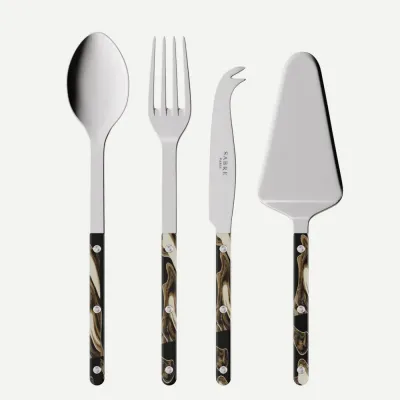 Bistrot Shiny Dune Black Set Of 4 Serving Pieces (Serving Spoon, Serving Fork, Cheese Knife Large, Pie/Tart Server)
