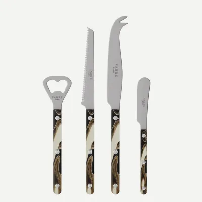 Bistrot Vintage Dune Black Bistrot Aperitif Set (Bottle Opener, Tomato Knife, Cheese Knife Large, Butter Spreader)