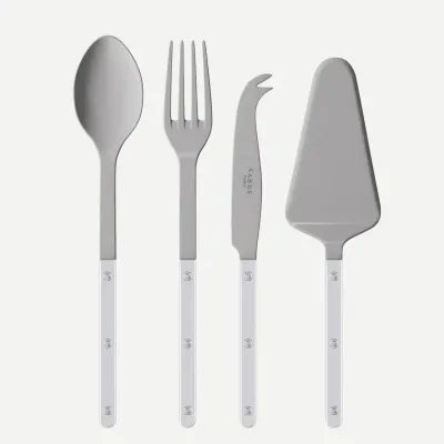Bistrot Vintage Pearly White Set Of 4 Serving Pieces (Serving Spoon, Serving Fork, Cheese Knife Large, Pie/Tart Server)