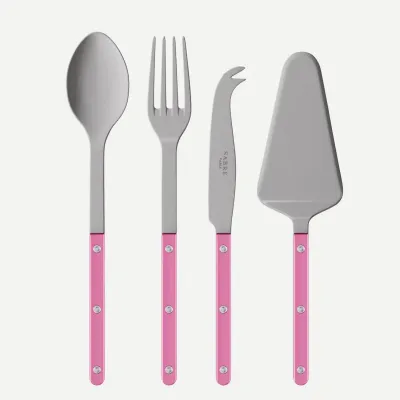 Bistrot Vintage Pearly Pink Set Of 4 Serving Pieces (Serving Spoon, Serving Fork, Cheese Knife Large, Tart Slicer)