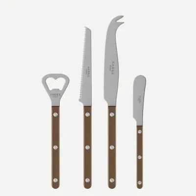 Bistrot Vintage Pearly Brown Bistrot Aperitif Set (Bottle Opener, Tomato Knife, Cheese Knife Large, Butter Spreader)