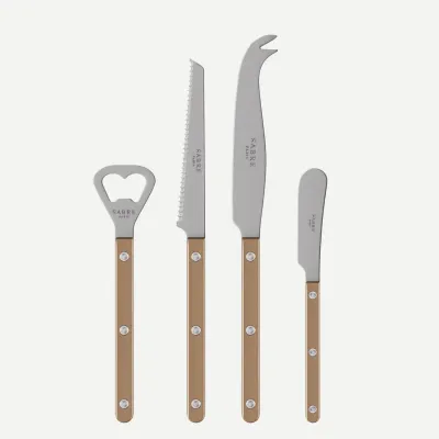 Bistrot Vintage Pearly Caramel Bistrot Aperitif Set (Bottle Opener, Tomato Knife, Cheese Knife Large, Butter Spreader)