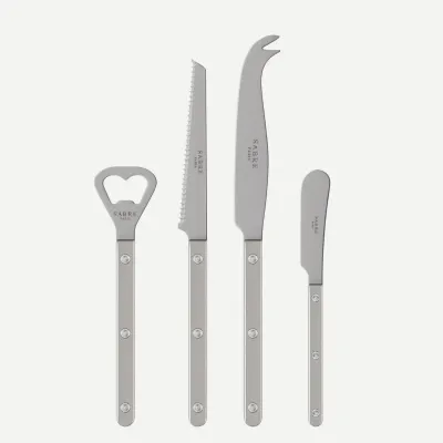 Bistrot Vintage Pearly Grey Bistrot Aperitif Set (Bottle Opener, Tomato Knife, Cheese Knife Large, Butter Spreader)